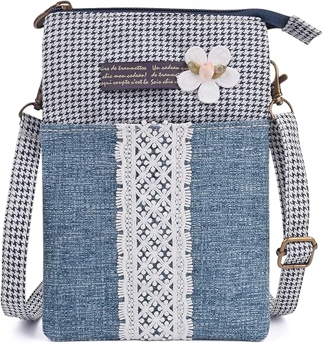 Lightweight Leaf Pattern Canvas Crossbody Phone Purse and Wallet for Women
