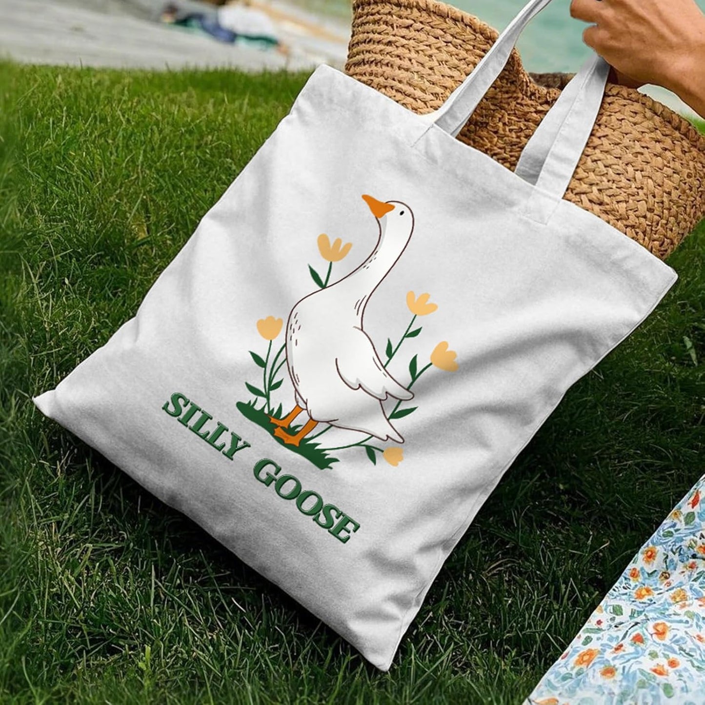 Black Cat Canvas Tote Bag – Cute Floral Gift for Cat Lovers, Shopping or Travel