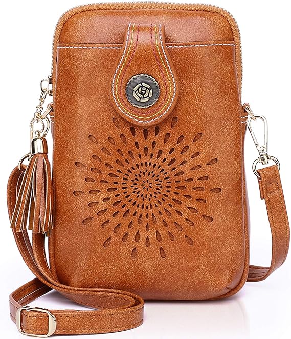 Small Crossbody Bag for Women – Vegan Leather Phone Purse with Tassels