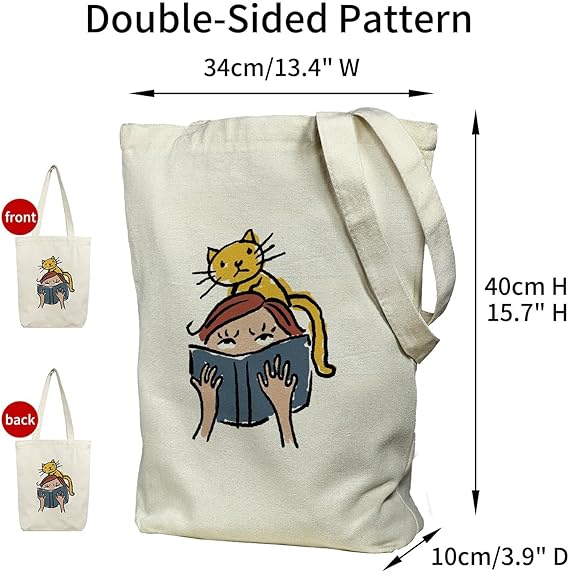 Canvas Tote Bag for Women – Aesthetic Zipper Bag for Work, Travel & Shopping