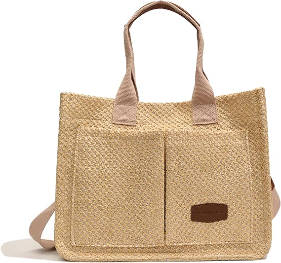 Cherry Canvas Tote Bag for Women – Cute Multi-Pocket Shoulder Purse for Work & Travel