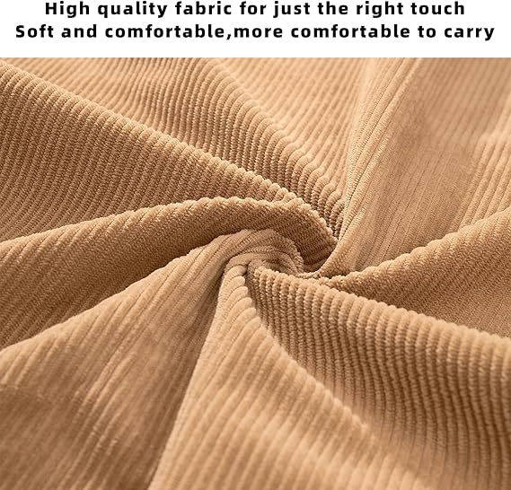 Corduroy Tote Bag for Women – Casual Zipper Shoulder Bag with Pockets