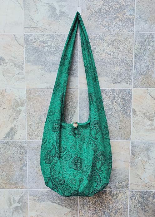 Handmade Cotton Hobo Sling Bag – Large Boho Crossbody with Paisley Print