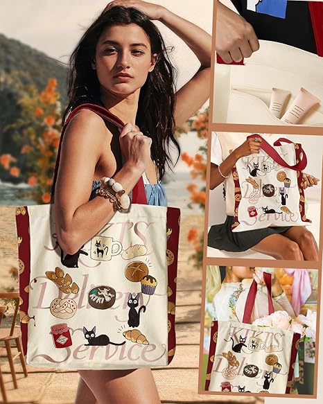Large Canvas Tote Bag for Women – Aesthetic 14×16×3.5" with Pocket
