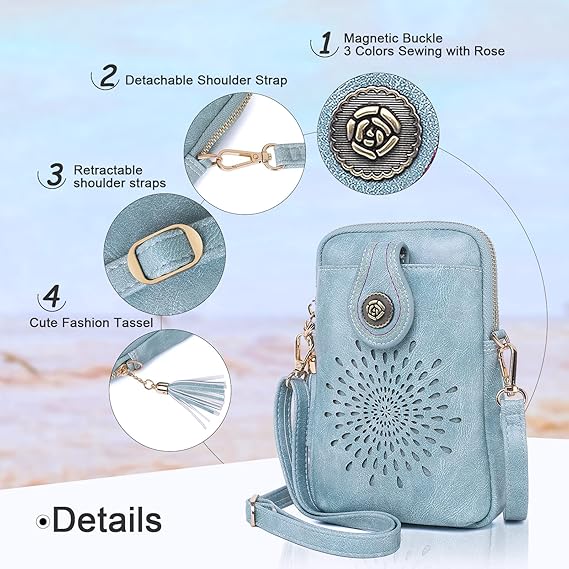 Small Crossbody Bag for Women – Vegan Leather Phone Purse with Tassels