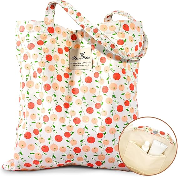 Reusable Cotton Tote Bag for Women – Travel, Gym, Work Shoulder Bag