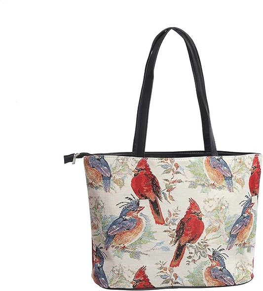 Floral Zipper Tote Bag for Women – Foldable 15L Shoulder Bag for Travel & Work