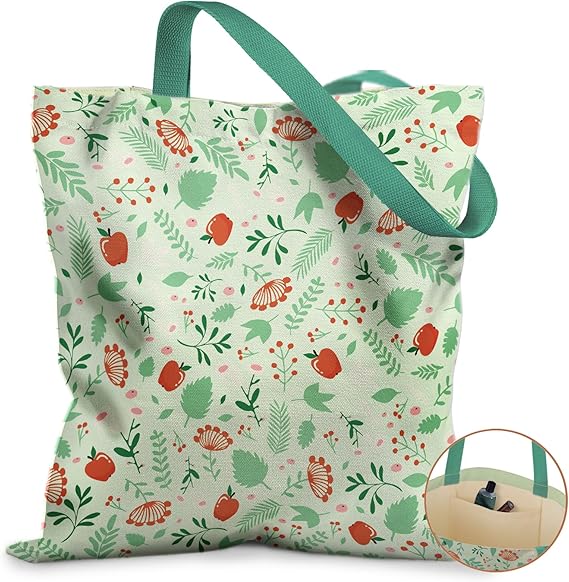 Aesthetic Canvas Tote Bag for Women – Reusable Shoulder Bag with Pocket