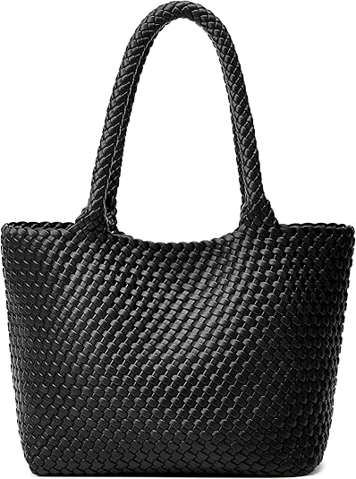 Woven Vegan Leather Tote Bag – Large Summer Purse for Women Travel