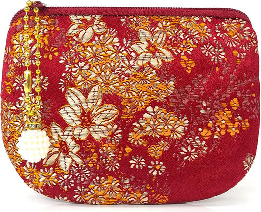 Handmade Silk Brocade Jewelry Pouch Coin Purse Zipper Makeup Bag