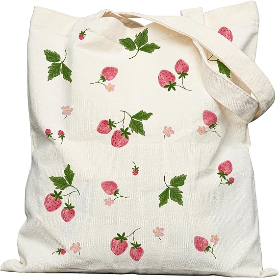 Canvas Tote Bag for Women with Pocket – Cute Gift for Animal & Flower Lovers