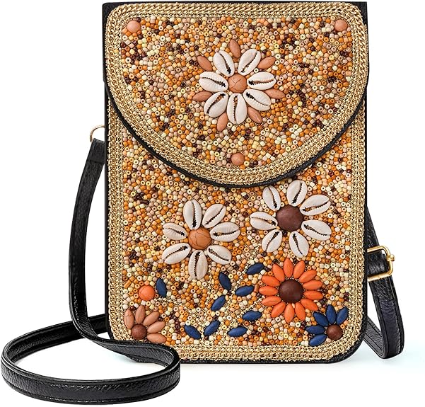 Small Boho Beaded Crossbody Bag – Colorful Handmade Phone Purse for Women