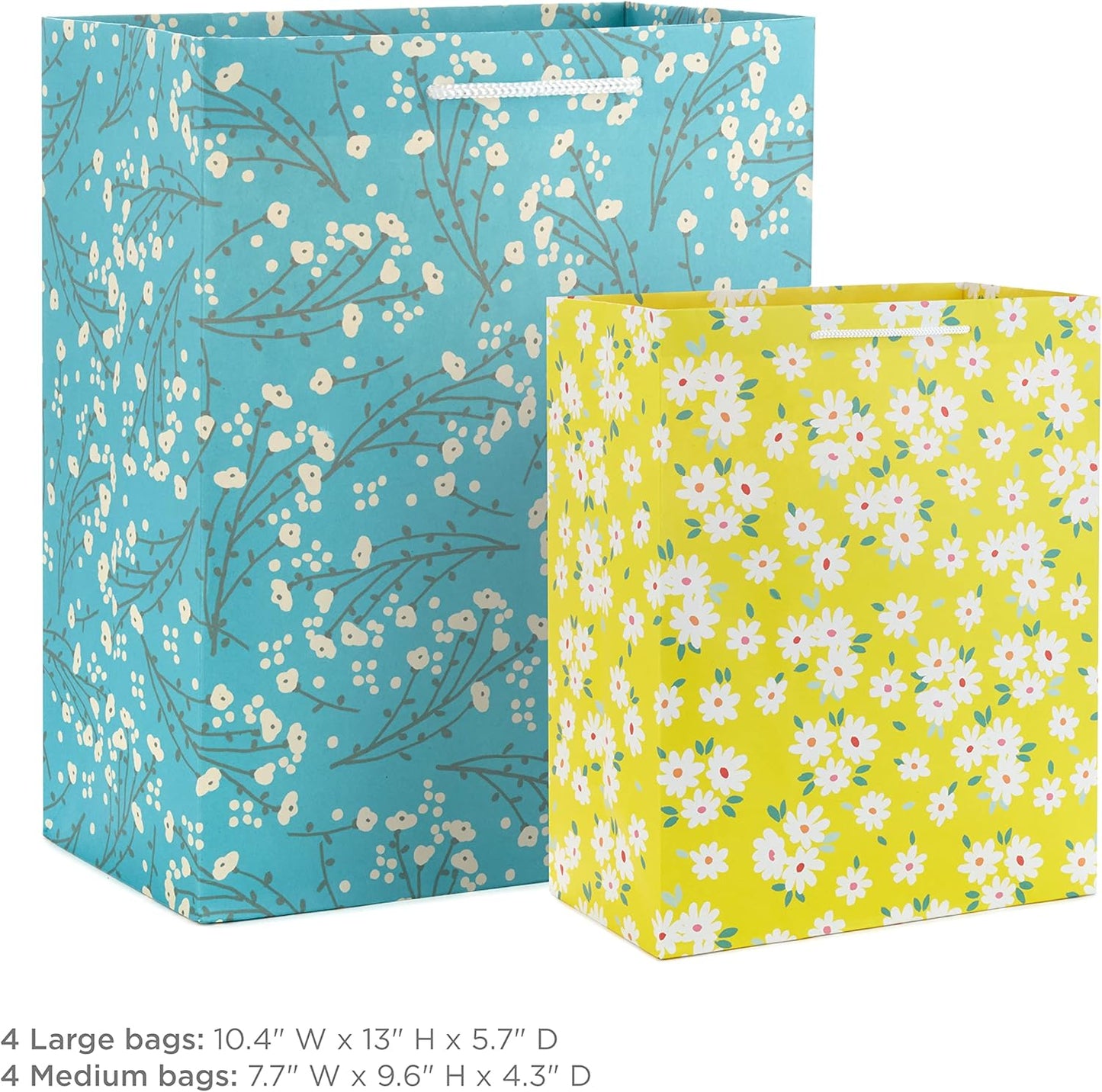 Set of 8 Spring Gift Paper Bags for Easter, Birthdays, Mother's Day, Bridal Showers