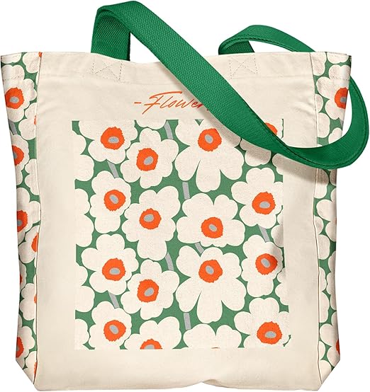Large Canvas Tote Bag for Women – Aesthetic 14×16×3.5" with Pocket