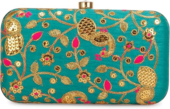 Zari Embroidered Box Clutch – Handcrafted Designer Evening Bag for Women