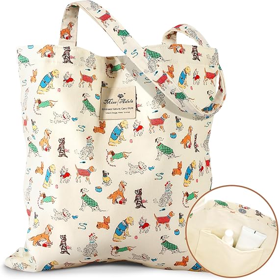 Reusable Cotton Tote Bag for Women – Travel, Gym, Work Shoulder Bag