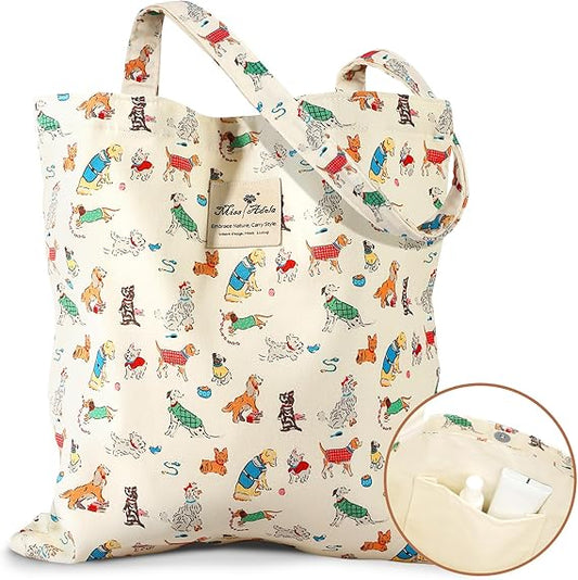 Reusable Cotton Tote Bag for Women – Travel, Gym, Work Shoulder Bag