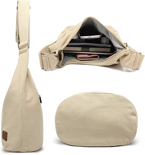 Handmade Hippie Crossbody Bag for Women – Large Canvas Sling with Zip