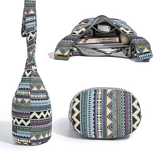 Handmade Hippie Crossbody Bag for Women – Large Canvas Sling with Zip