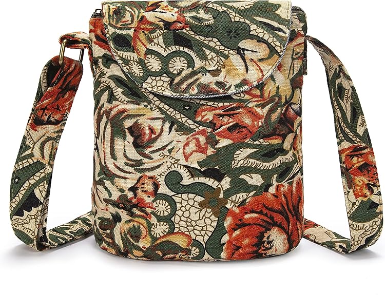 Retro Canvas Crossbody Bag – Small Boho Shoulder Handbag for Women