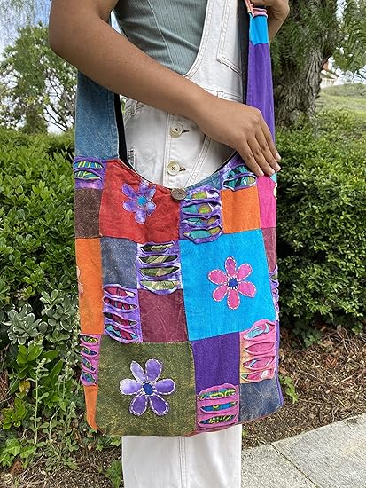 Razor Cut Hippie Sling Bag – Bohemian Patchwork Crossbody Purse