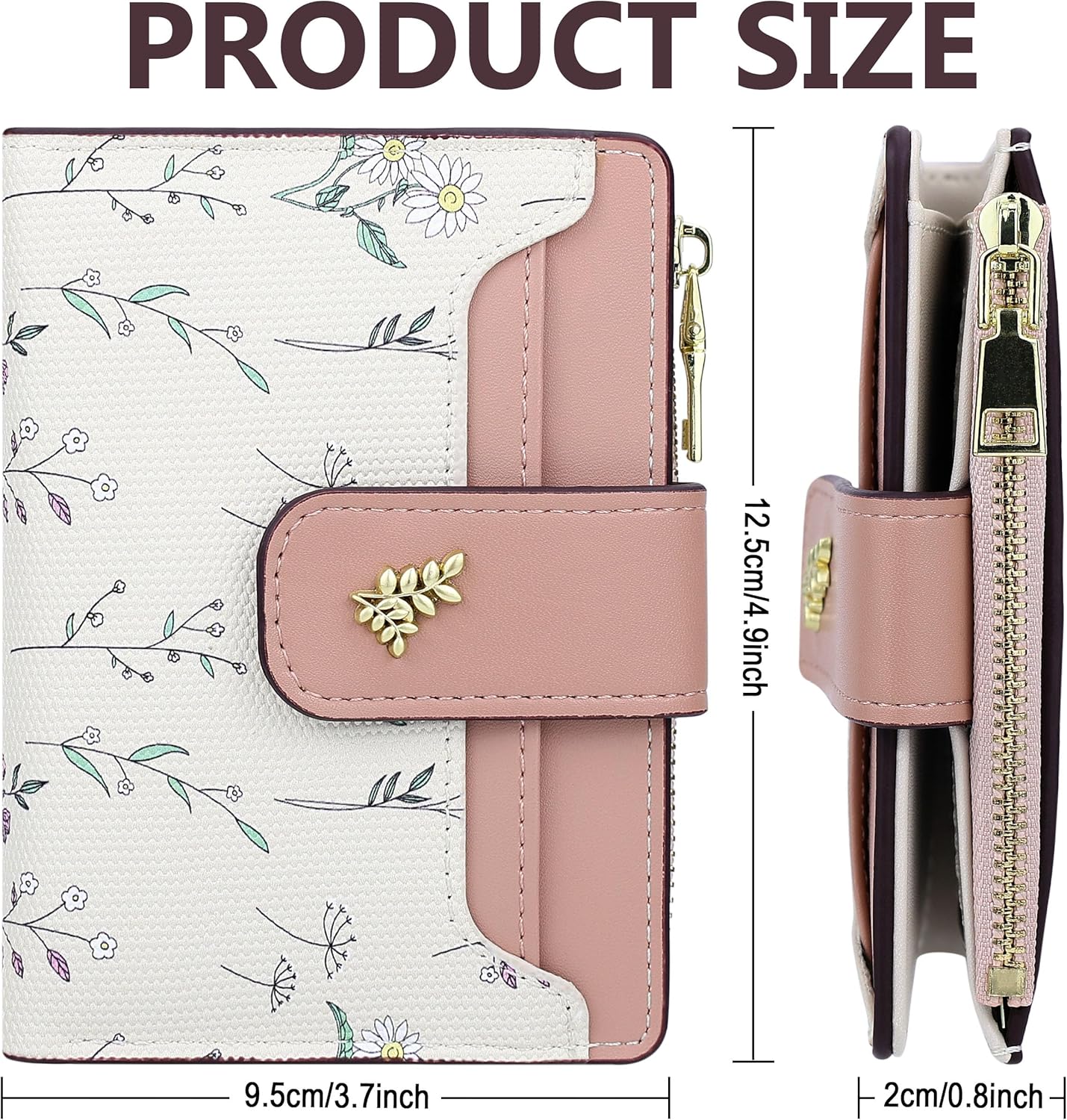 Cute Slim Pink Wallet for Women – Small Kawaii Flower Card Holder