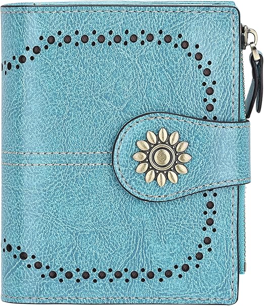 Compact RFID Leather Wallet for Women – Credit Card Purse with Zipper