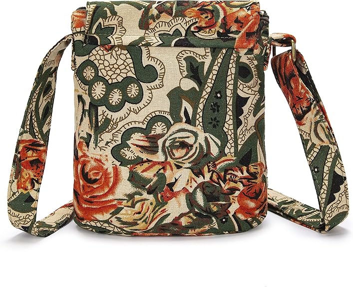 Retro Canvas Crossbody Bag – Small Boho Shoulder Handbag for Women