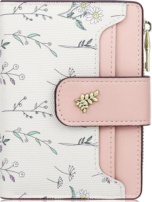 Cute Slim Pink Wallet for Women – Small Kawaii Flower Card Holder