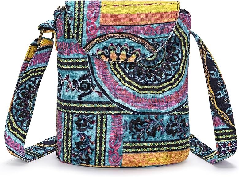 Retro Canvas Crossbody Bag – Small Boho Shoulder Handbag for Women