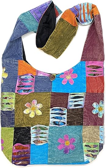 Razor Cut Hippie Sling Bag – Bohemian Patchwork Crossbody Purse
