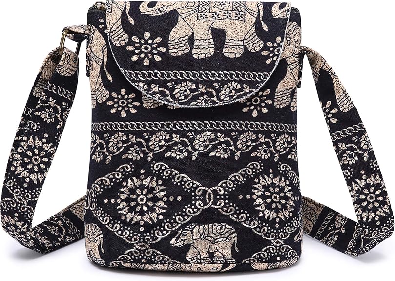 Retro Canvas Crossbody Bag – Small Boho Shoulder Handbag for Women