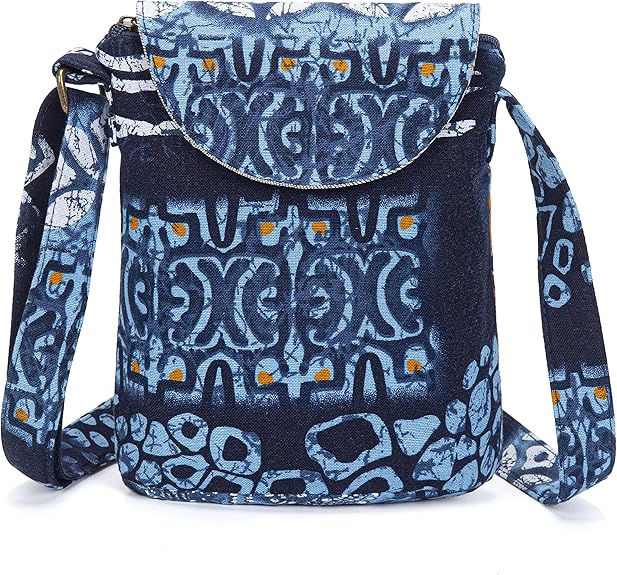Retro Boho Canvas Crossbody Bag – Small Hippie Shoulder Handbag for Women