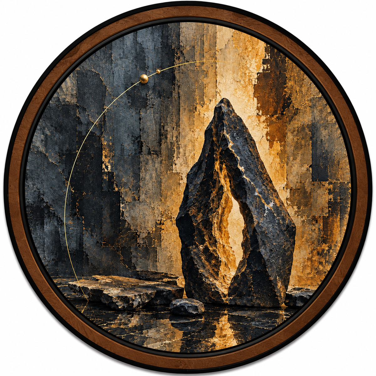 Golden Stone – Handcrafted Abstract LED Wall Art