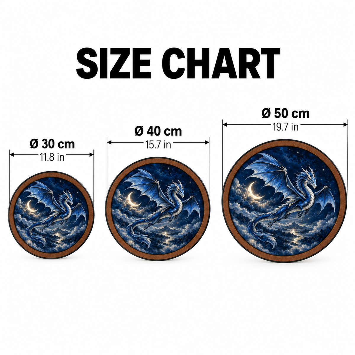 Celestial Blue Dragon – Moonlit Sky LED Wall Art